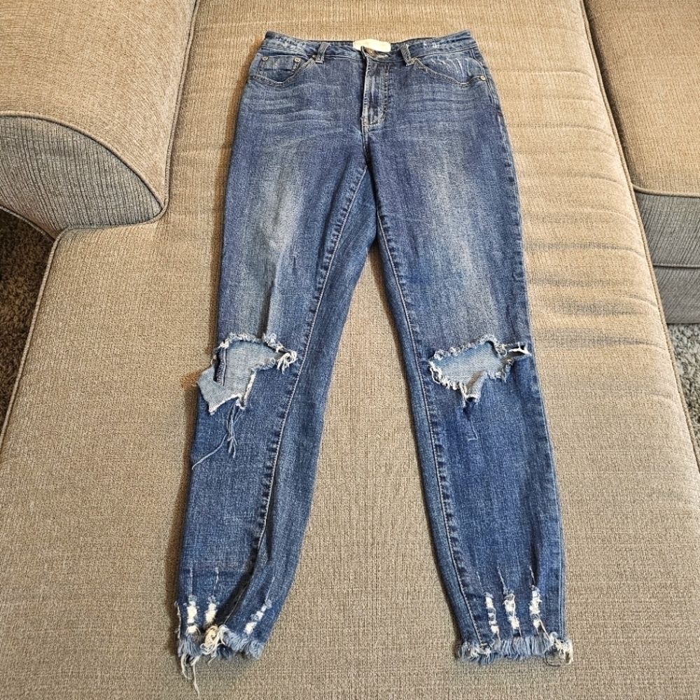 One Teaspoon Heavy Distressed Casual Medium Wash Blue Jeans Size 27 Regular